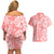 Custom Hawaii Kauai Island Couples Matching Off Shoulder Short Dress and Hawaiian Shirt Hibiscus Pattern Seamless Tribal Simple Pink Pastel LT03 - Polynesian Pride