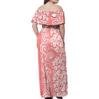 Custom Hawaii Kauai Island Family Matching Off Shoulder Maxi Dress and Hawaiian Shirt Hibiscus Pattern Seamless Tribal Simple Pink Pastel LT03 - Polynesian Pride
