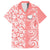 Custom Hawaii Kauai Island Family Matching Off Shoulder Short Dress and Hawaiian Shirt Hibiscus Pattern Seamless Tribal Simple Pink Pastel LT03 Dad's Shirt - Short Sleeve Pink - Polynesian Pride