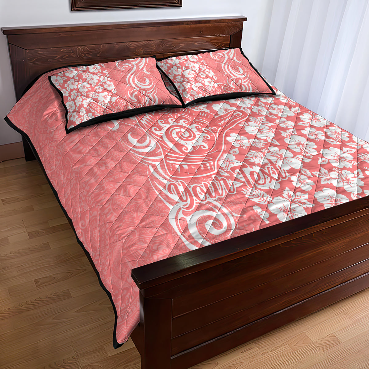 Custom Hawaii Kauai Island Quilt Bed Set Hibiscus Pattern Seamless Tribal Simple Pink Pastel LT03 - Polynesian Pride