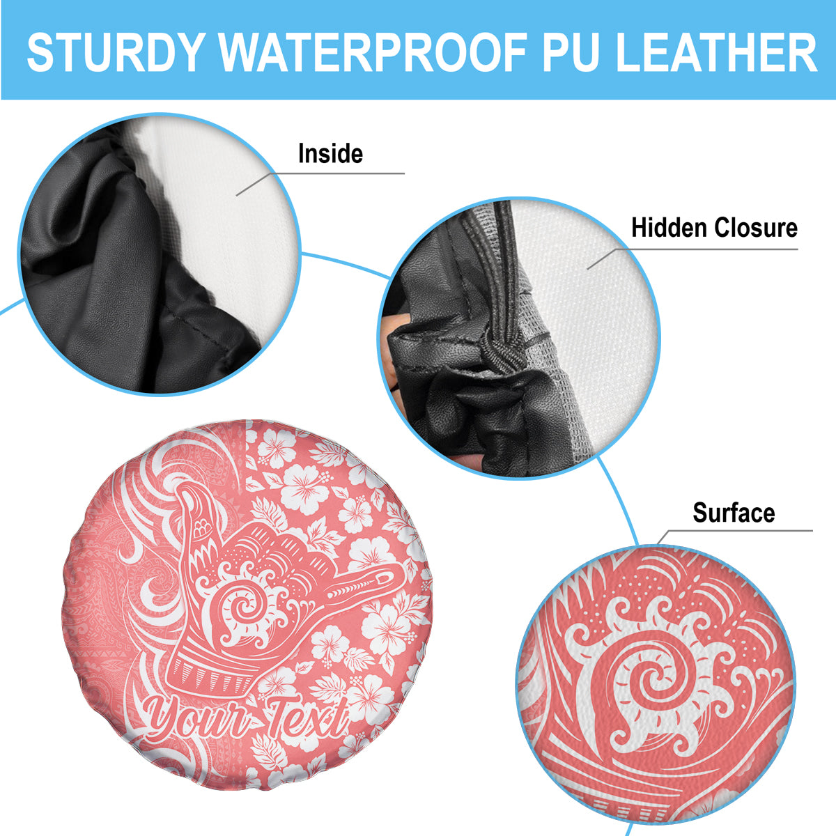 Custom Hawaii Kauai Island Spare Tire Cover Hibiscus Pattern Seamless Tribal Simple Pink Pastel LT03 - Polynesian Pride