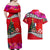 Custom Wallis and Futuna Christmas Couples Matching Off Shoulder Maxi Dress and Hawaiian Shirt Santa Claus Holding Coat of Arms Polynesian Xmas Style LT03 - Polynesian Pride