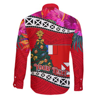 Custom Wallis and Futuna Christmas Family Matching Short Sleeve Bodycon Dress and Hawaiian Shirt Santa Claus Holding Coat of Arms Polynesian Xmas Style LT03 - Polynesian Pride