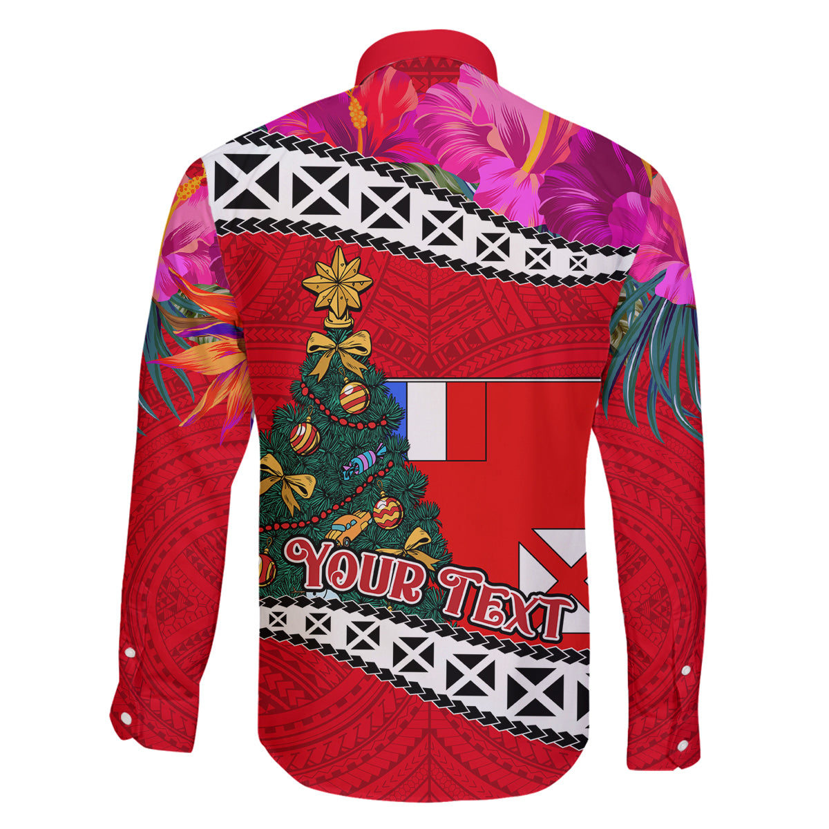 Custom Wallis and Futuna Christmas Family Matching Tank Maxi Dress and Hawaiian Shirt Santa Claus Holding Coat of Arms Polynesian Xmas Style LT03 - Polynesian Pride