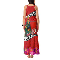 Custom Wallis and Futuna Christmas Tank Maxi Dress Santa Claus Holding Coat of Arms Polynesian Xmas Style LT03 - Polynesian Pride