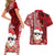 Mele Kalikimaka Hawaii Christmas Couples Matching Short Sleeve Bodycon Dress and Hawaiian Shirt Santa Claus Kakau Tribal Mix Polynesia Tattoo LT03 - Polynesian Pride