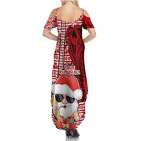 Mele Kalikimaka Hawaii Christmas Family Matching Summer Maxi Dress and Hawaiian Shirt Santa Claus Kakau Tribal Mix Polynesia Tattoo LT03 - Polynesian Pride