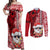 Custom Mele Kalikimaka Hawaii Christmas Couples Matching Off Shoulder Maxi Dress and Long Sleeve Button Shirt Santa Claus Kakau Tribal Mix Polynesia Tattoo LT03 Red - Polynesian Pride