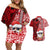 Custom Mele Kalikimaka Hawaii Christmas Couples Matching Off Shoulder Short Dress and Hawaiian Shirt Santa Claus Kakau Tribal Mix Polynesia Tattoo LT03 Red - Polynesian Pride