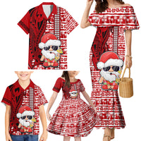 Custom Mele Kalikimaka Hawaii Christmas Family Matching Mermaid Dress and Hawaiian Shirt Santa Claus Kakau Tribal Mix Polynesia Tattoo LT03 - Polynesian Pride