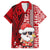 Custom Mele Kalikimaka Hawaii Christmas Family Matching Off Shoulder Long Sleeve Dress and Hawaiian Shirt Santa Claus Kakau Tribal Mix Polynesia Tattoo LT03 Dad's Shirt - Short Sleeve Red - Polynesian Pride