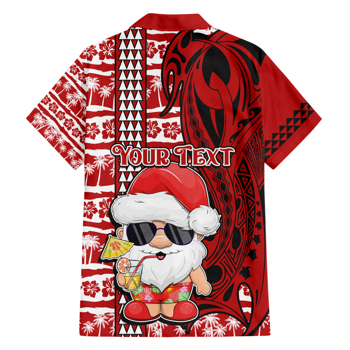 Custom Mele Kalikimaka Hawaii Christmas Family Matching Puletasi Dress and Hawaiian Shirt Santa Claus Kakau Tribal Mix Polynesia Tattoo LT03 - Polynesian Pride