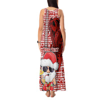 Custom Mele Kalikimaka Hawaii Christmas Tank Maxi Dress Santa Claus Kakau Tribal Mix Polynesia Tattoo LT03 - Polynesian Pride