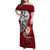 Custom French Polynesia Christmas Family Matching Off Shoulder Maxi Dress and Hawaiian Shirt Santa Hold Seal with Polynesian Tribal Tattoo LT03 Mom's Dress Red - Polynesian Pride