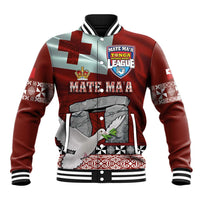 Mate Ma'a Tonga Baseball Jacket Haʻamonga ʻa Maui and White Dove - Tongan Kupesi Ngatu