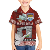 Mate Ma'a Tonga Family Matching Off The Shoulder Long Sleeve Dress and Hawaiian Shirt Haamonga a Maui and White Dove - Tongan Kupesi Ngatu LT03 Son's Shirt Red - Polynesian Pride