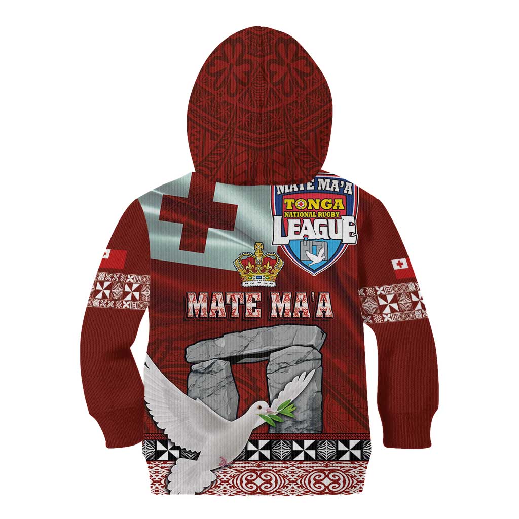 Mate Ma'a Tonga Kid Hoodie Haʻamonga ʻa Maui and White Dove - Tongan Kupesi Ngatu