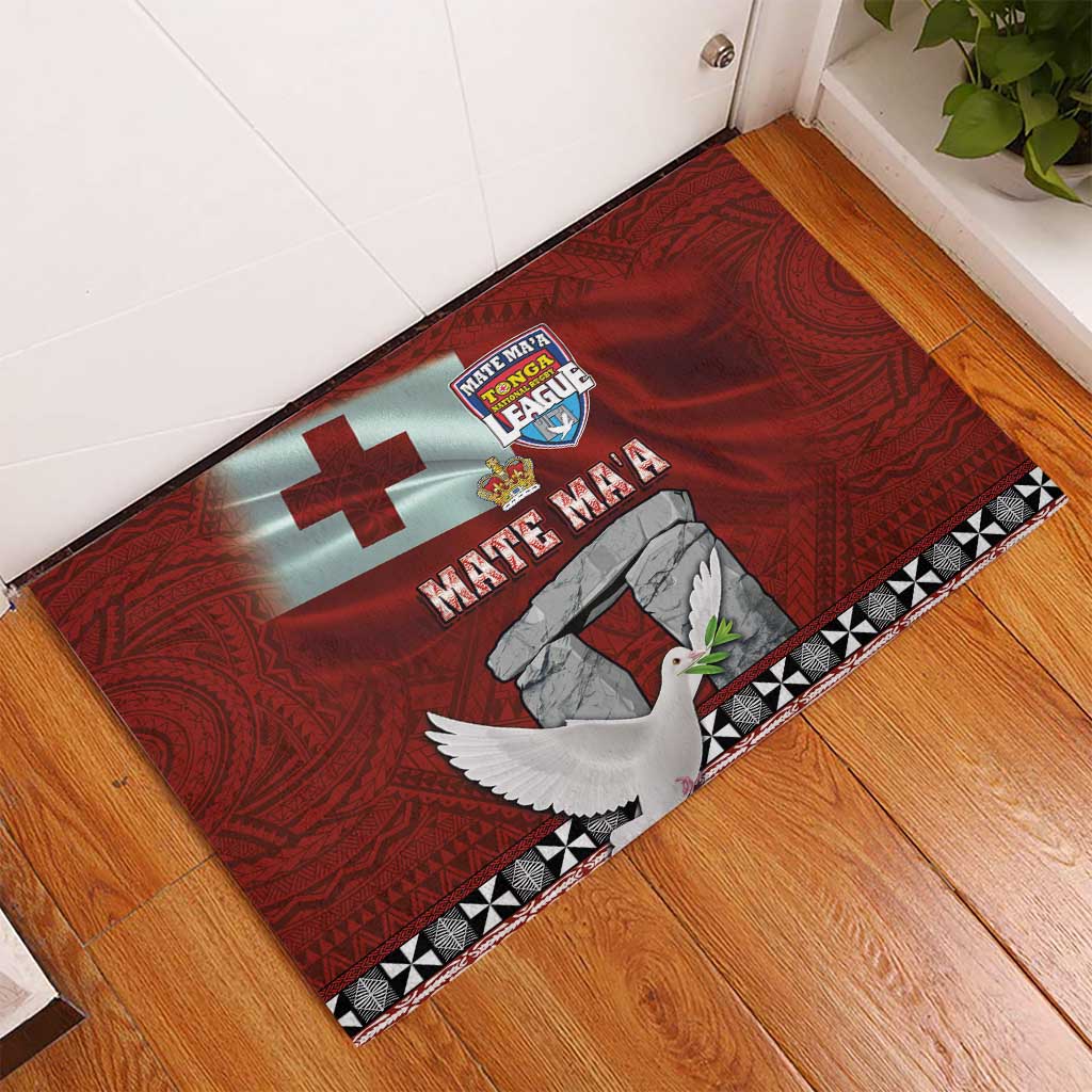 Mate Ma'a Tonga Rubber Doormat Haʻamonga ʻa Maui and White Dove - Tongan Kupesi Ngatu