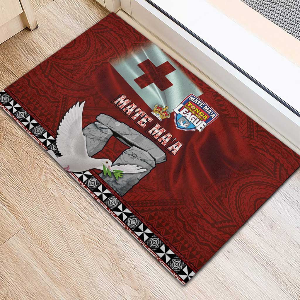 Mate Ma'a Tonga Rubber Doormat Haʻamonga ʻa Maui and White Dove - Tongan Kupesi Ngatu