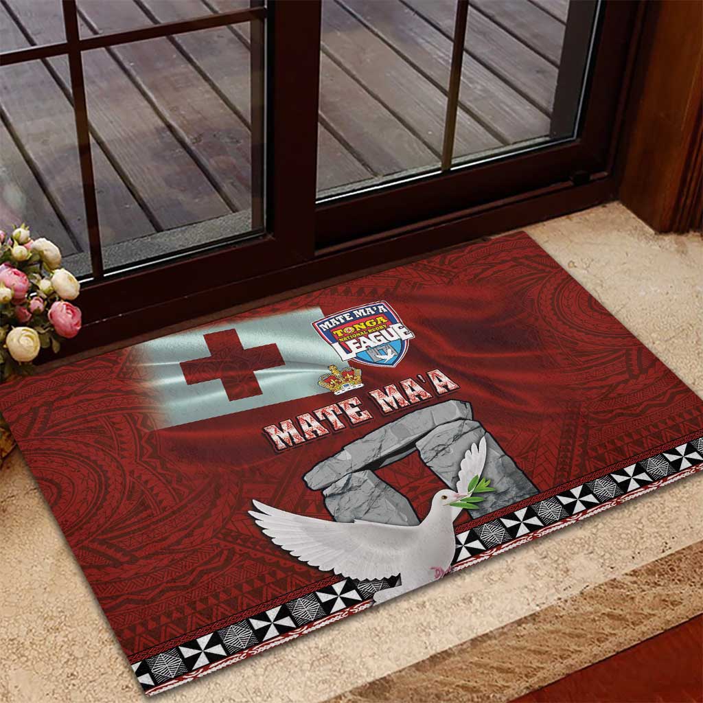 Mate Ma'a Tonga Rubber Doormat Haʻamonga ʻa Maui and White Dove - Tongan Kupesi Ngatu