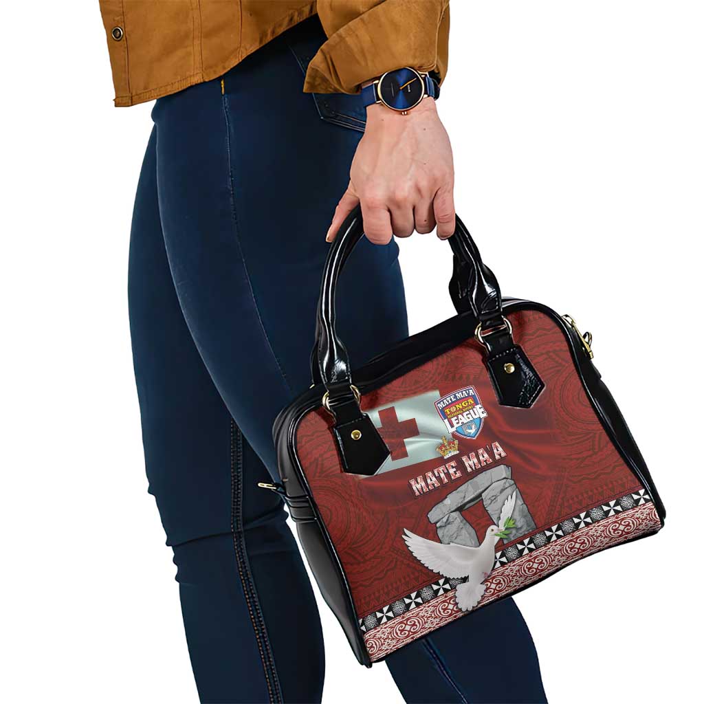 Mate Ma'a Tonga Shoulder Handbag Haamonga a Maui and White Dove - Tongan Kupesi Ngatu LT03 - Polynesian Pride