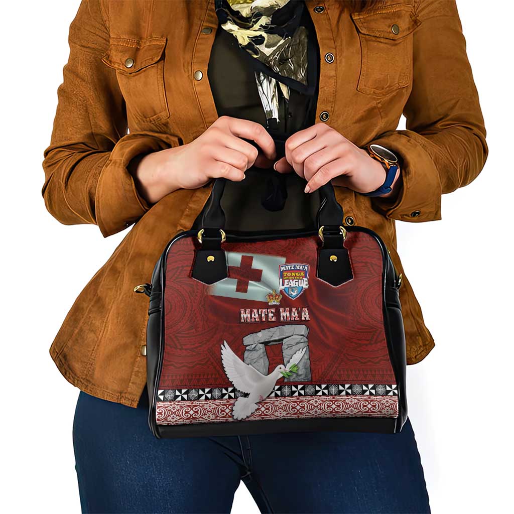 Mate Ma'a Tonga Shoulder Handbag Haamonga a Maui and White Dove - Tongan Kupesi Ngatu LT03 - Polynesian Pride