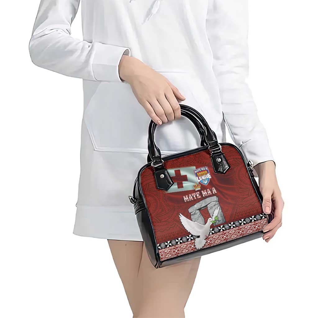 Mate Ma'a Tonga Shoulder Handbag Haamonga a Maui and White Dove - Tongan Kupesi Ngatu LT03 - Polynesian Pride