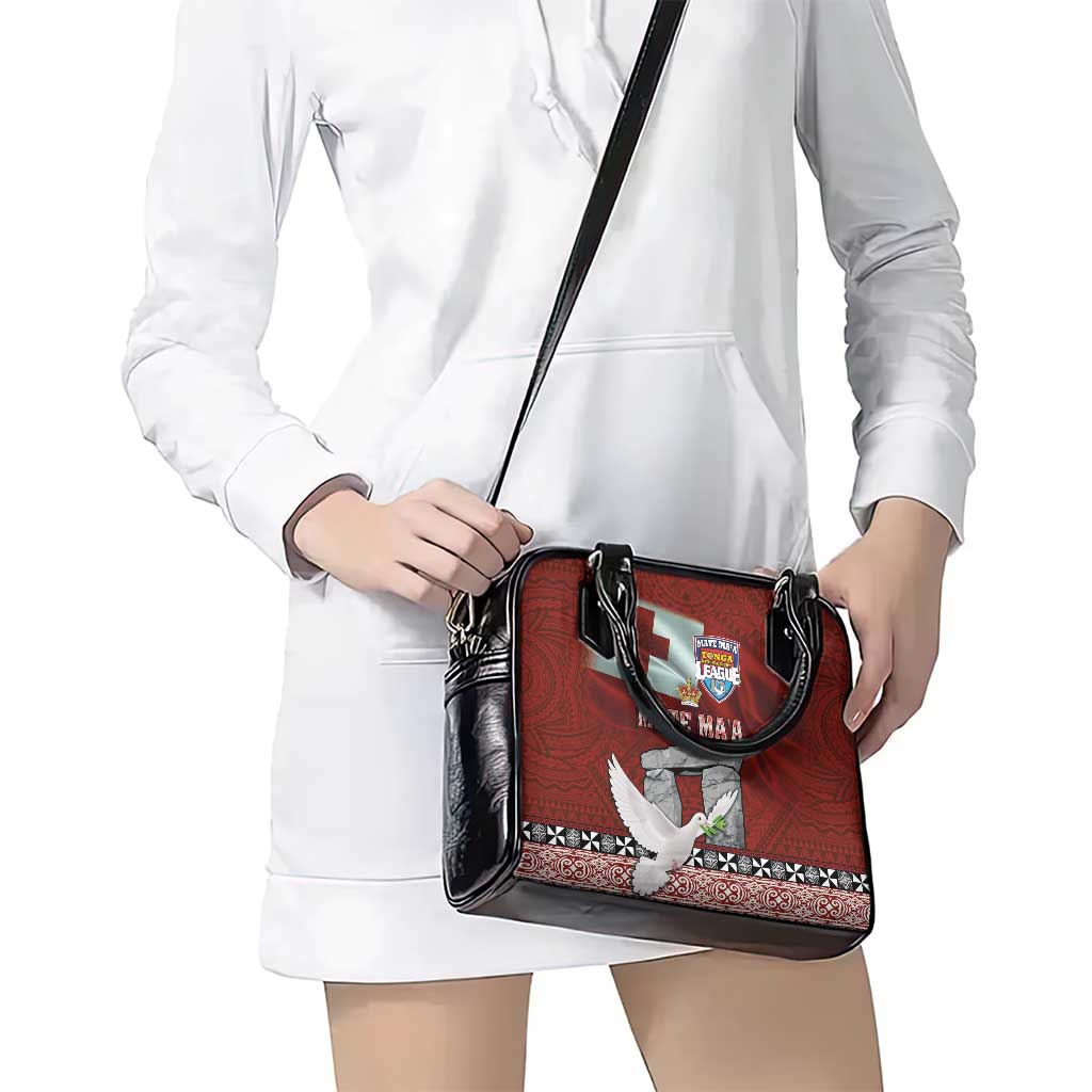 Mate Ma'a Tonga Shoulder Handbag Haamonga a Maui and White Dove - Tongan Kupesi Ngatu LT03 - Polynesian Pride