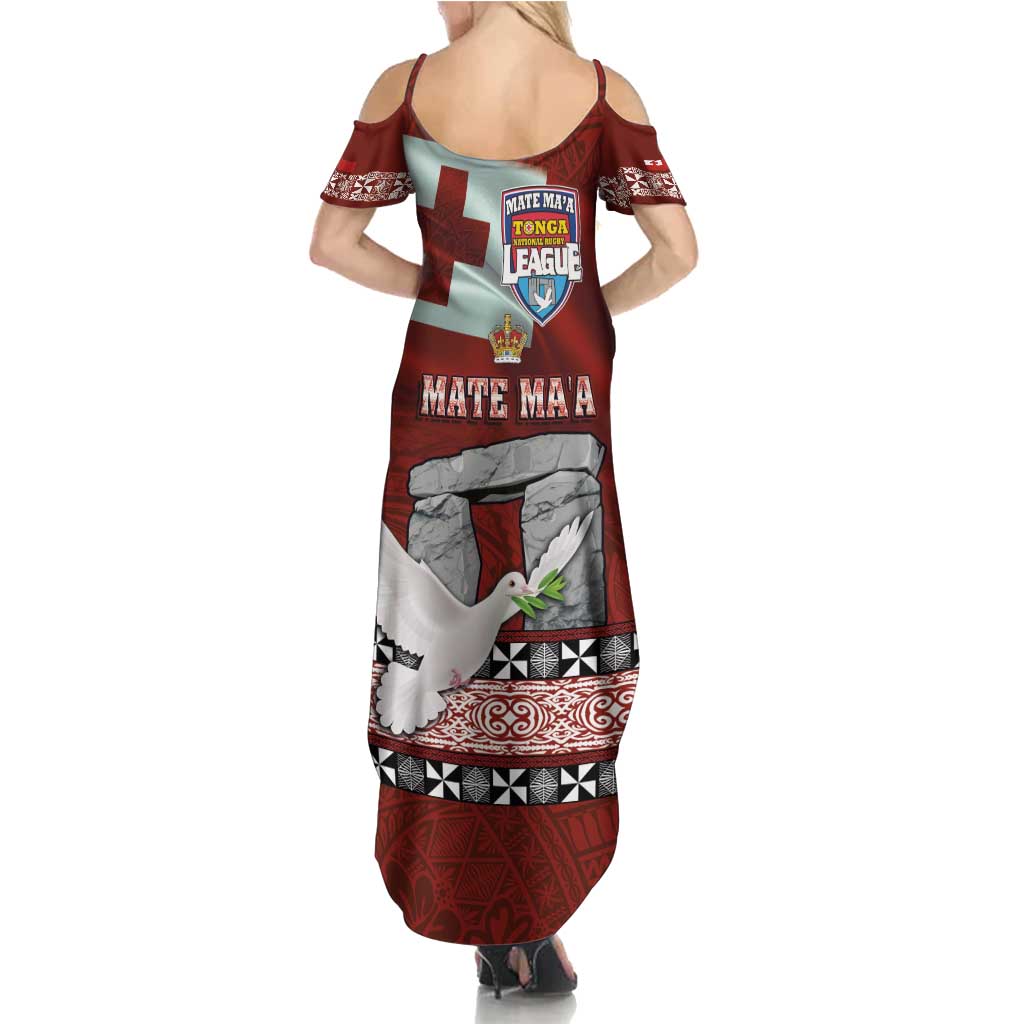Mate Ma'a Tonga Summer Maxi Dress Haʻamonga ʻa Maui and White Dove - Tongan Kupesi Ngatu