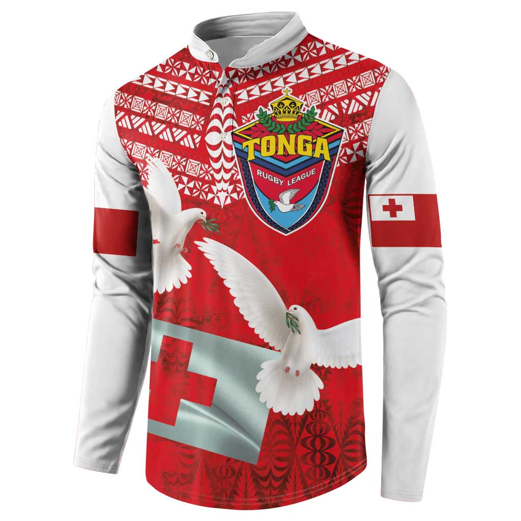 Mate Ma'a Tonga Button Sweatshirt Douple White Dove and Kupesi Ngatu Art Tattoo