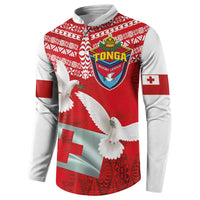 Mate Ma'a Tonga Button Sweatshirt Douple White Dove and Kupesi Ngatu Art Tattoo