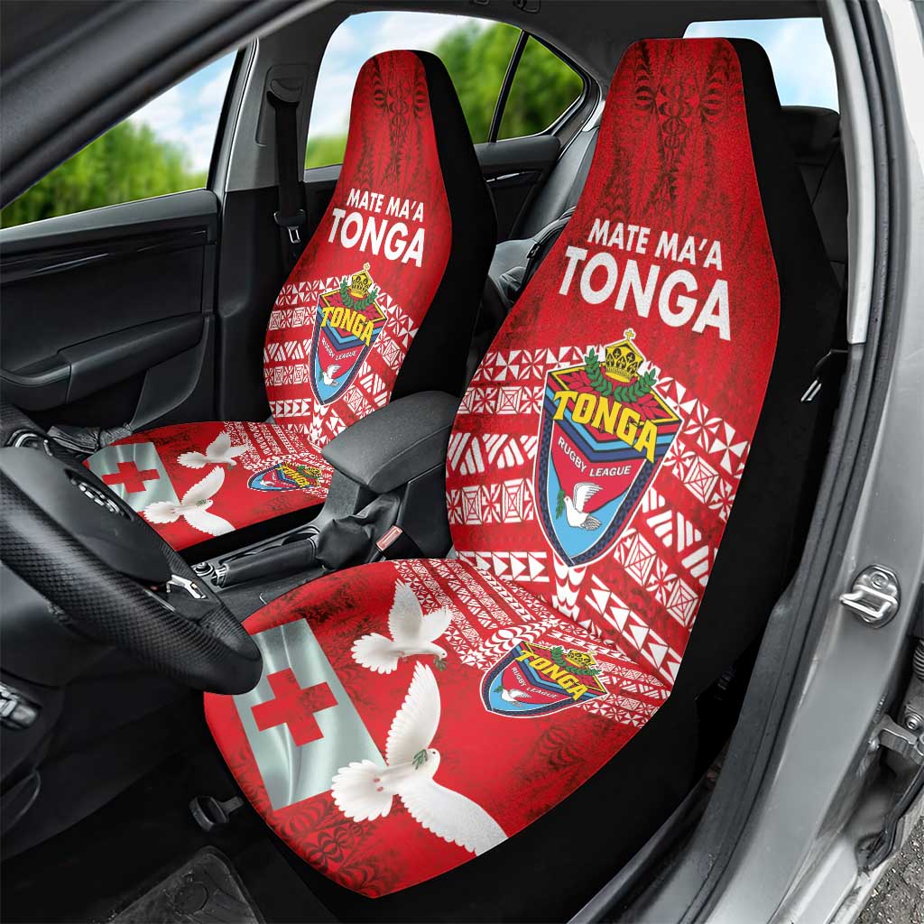 Mate Ma'a Tonga Car Seat Cover Double White Dove and Kupesi Ngatu Art Tattoo LT03 - Polynesian Pride