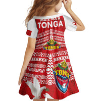 Mate Ma'a Tonga Kid Short Sleeve Dress Douple White Dove and Kupesi Ngatu Art Tattoo