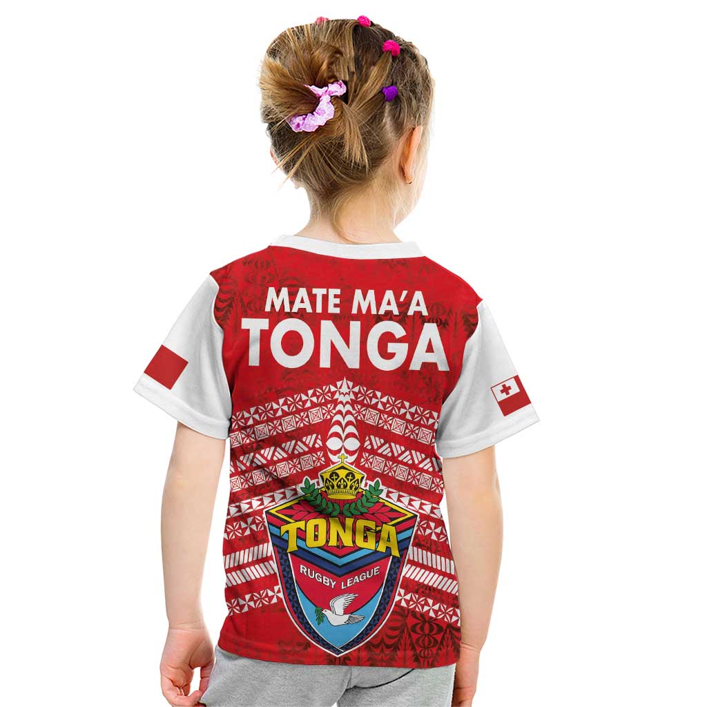 Mate Ma'a Tonga Kid T Shirt Douple White Dove and Kupesi Ngatu Art Tattoo