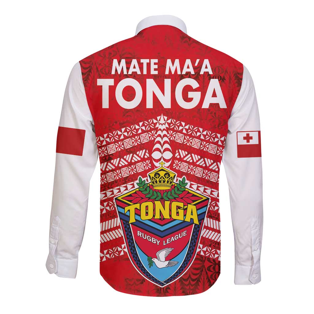 Mate Ma'a Tonga Long Sleeve Button Shirt Double White Dove and Kupesi Ngatu Art Tattoo LT03 - Polynesian Pride