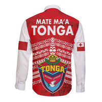 Mate Ma'a Tonga Long Sleeve Button Shirt Double White Dove and Kupesi Ngatu Art Tattoo LT03 - Polynesian Pride