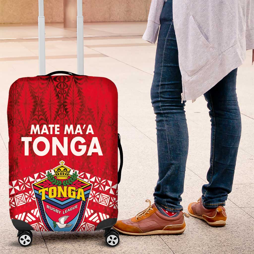 Mate Ma'a Tonga Luggage Cover Double White Dove and Kupesi Ngatu Art Tattoo LT03 Red - Polynesian Pride