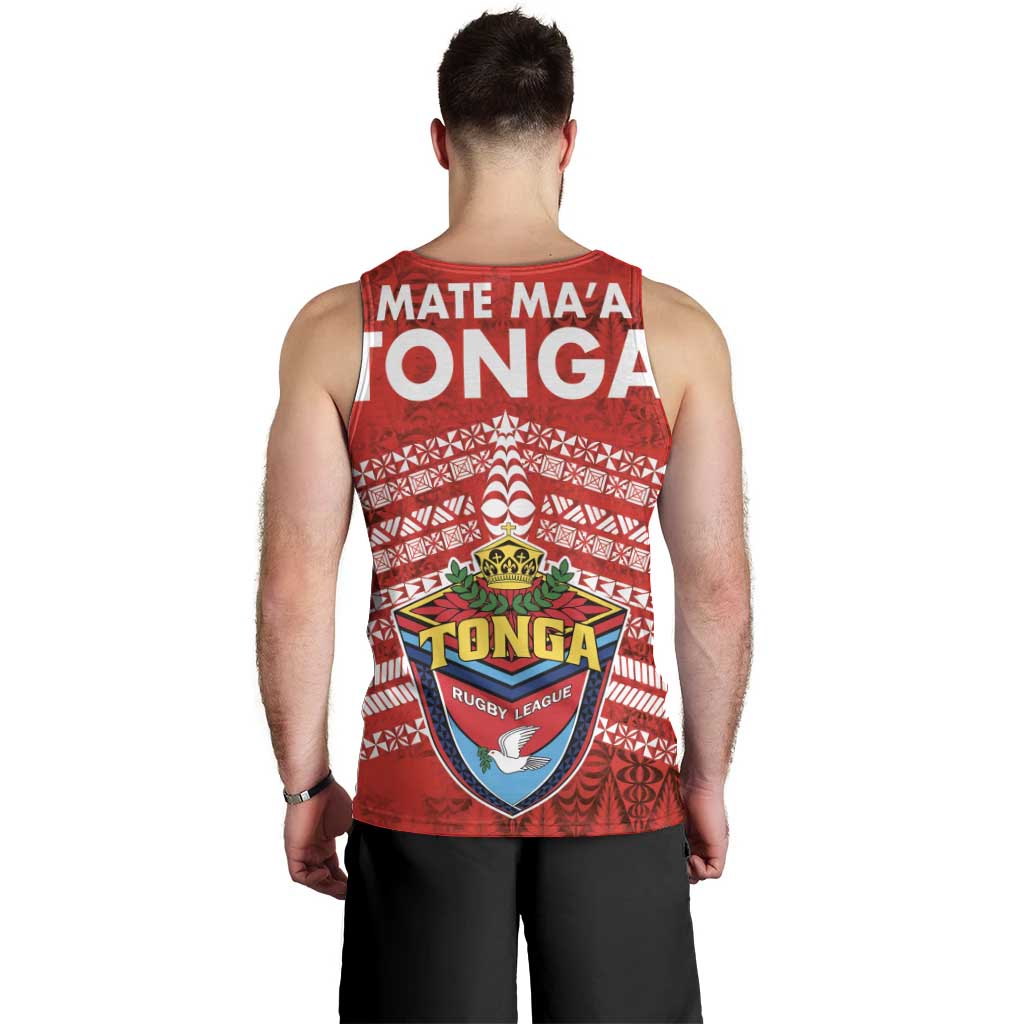 Mate Ma'a Tonga Men Tank Top Douple White Dove and Kupesi Ngatu Art Tattoo