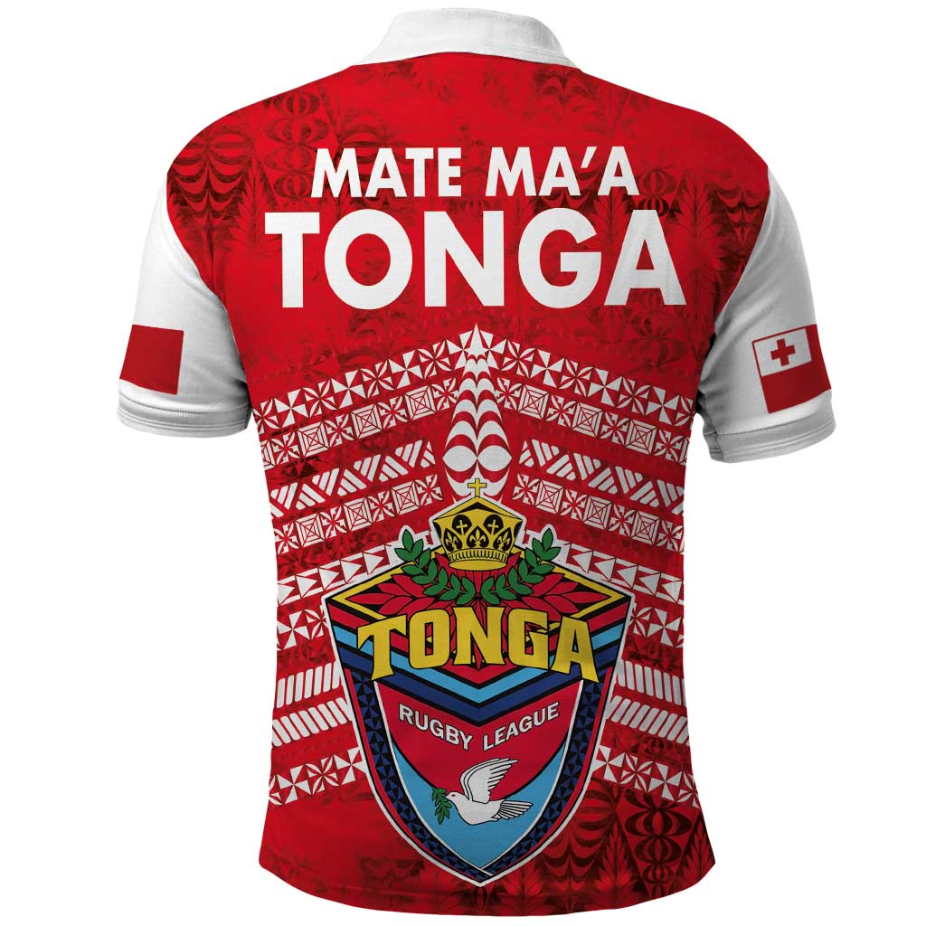 Mate Ma'a Tonga Polo Shirt - Double White Dove and Kupesi Ngatu Art Tattoo LT03 - Polynesian Pride
