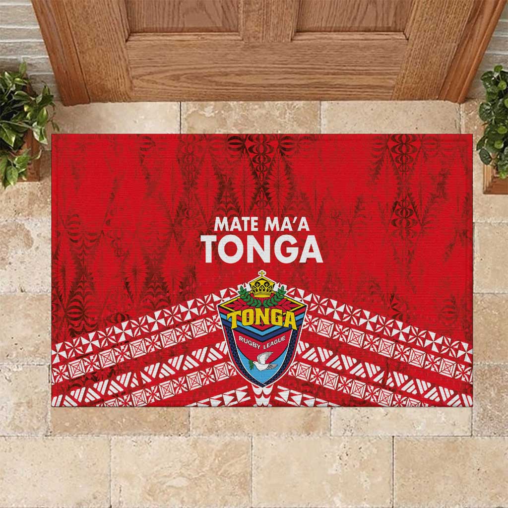 Mate Ma'a Tonga Rubber Doormat Douple White Dove and Kupesi Ngatu Art Tattoo