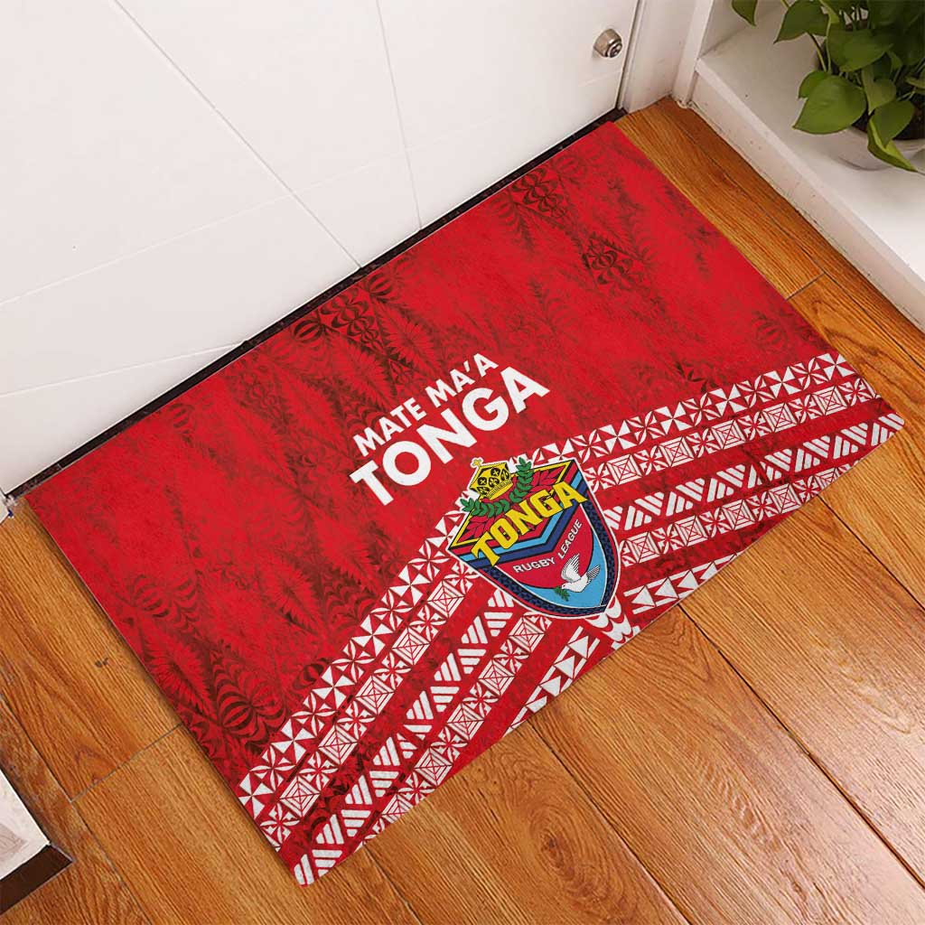 Mate Ma'a Tonga Rubber Doormat Douple White Dove and Kupesi Ngatu Art Tattoo