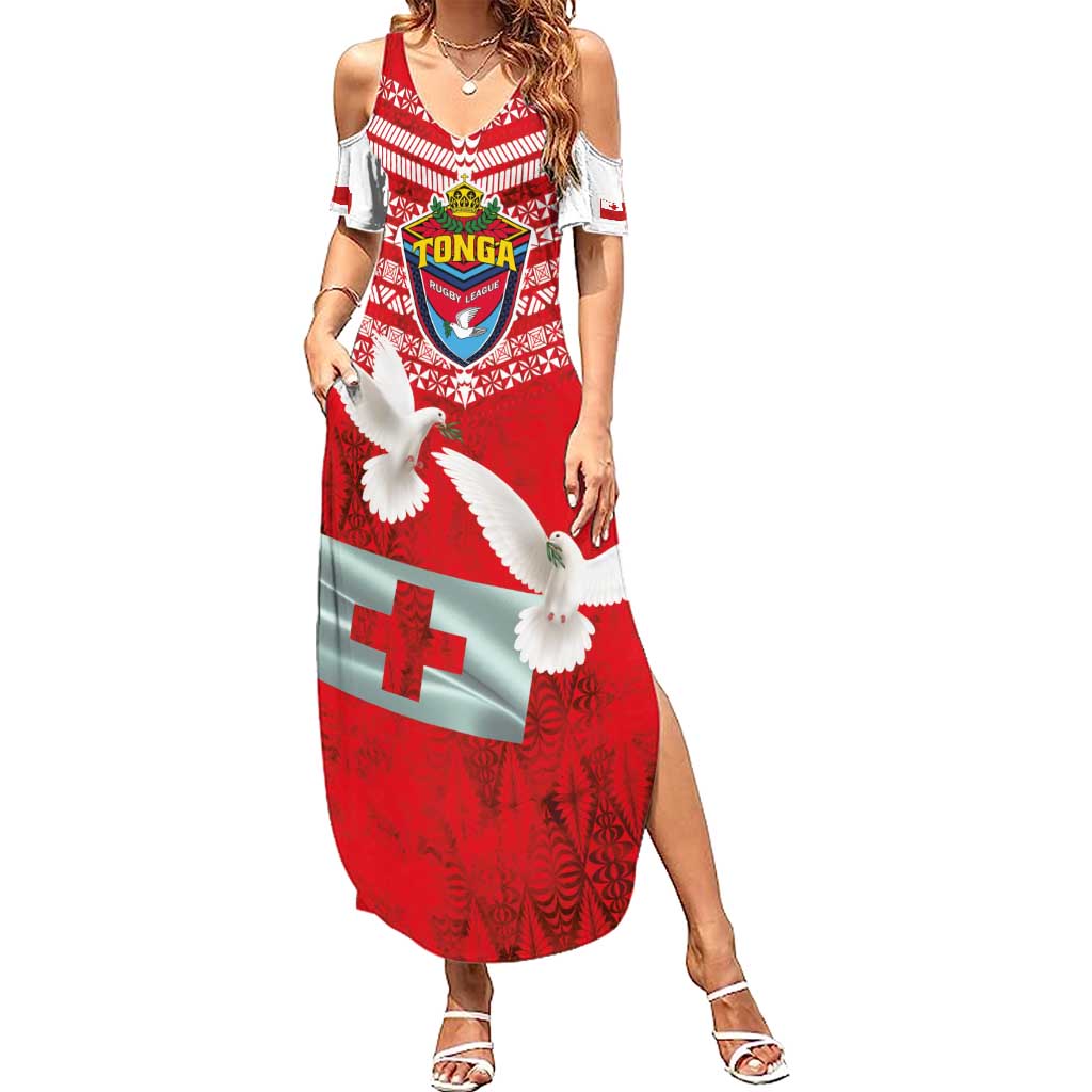 Mate Ma'a Tonga Summer Maxi Dress Douple White Dove and Kupesi Ngatu Art Tattoo