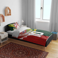 Custom Mate Ma'a Tonga and Australia Kangaroo Bedding Set Nation Seal with Mascot Aboriginal and Tongan Kupesi Ngatu Art LT03 - Polynesian Pride