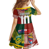 Custom Mate Ma'a Tonga and Australia Kangaroo Family Matching Mermaid Dress and Hawaiian Shirt Nation Seal with Mascot Aboriginal and Tongan Kupesi Ngatu Art LT03 - Polynesian Pride