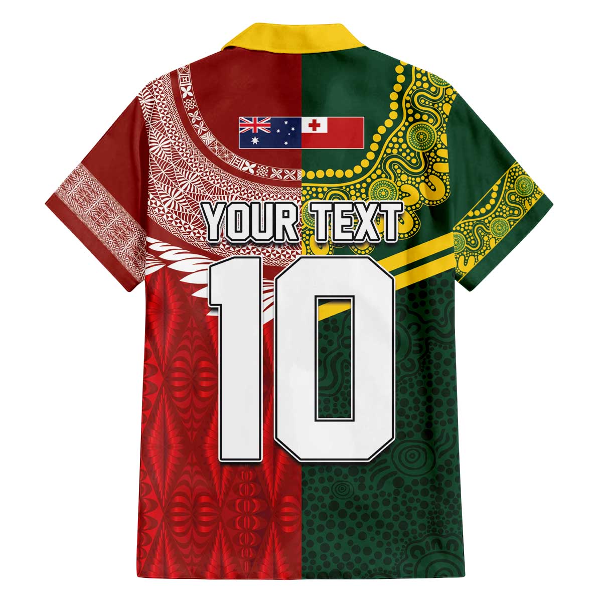 Custom Mate Ma'a Tonga and Australia Kangaroo Family Matching Off The Shoulder Long Sleeve Dress and Hawaiian Shirt Nation Seal with Mascot Aboriginal and Tongan Kupesi Ngatu Art