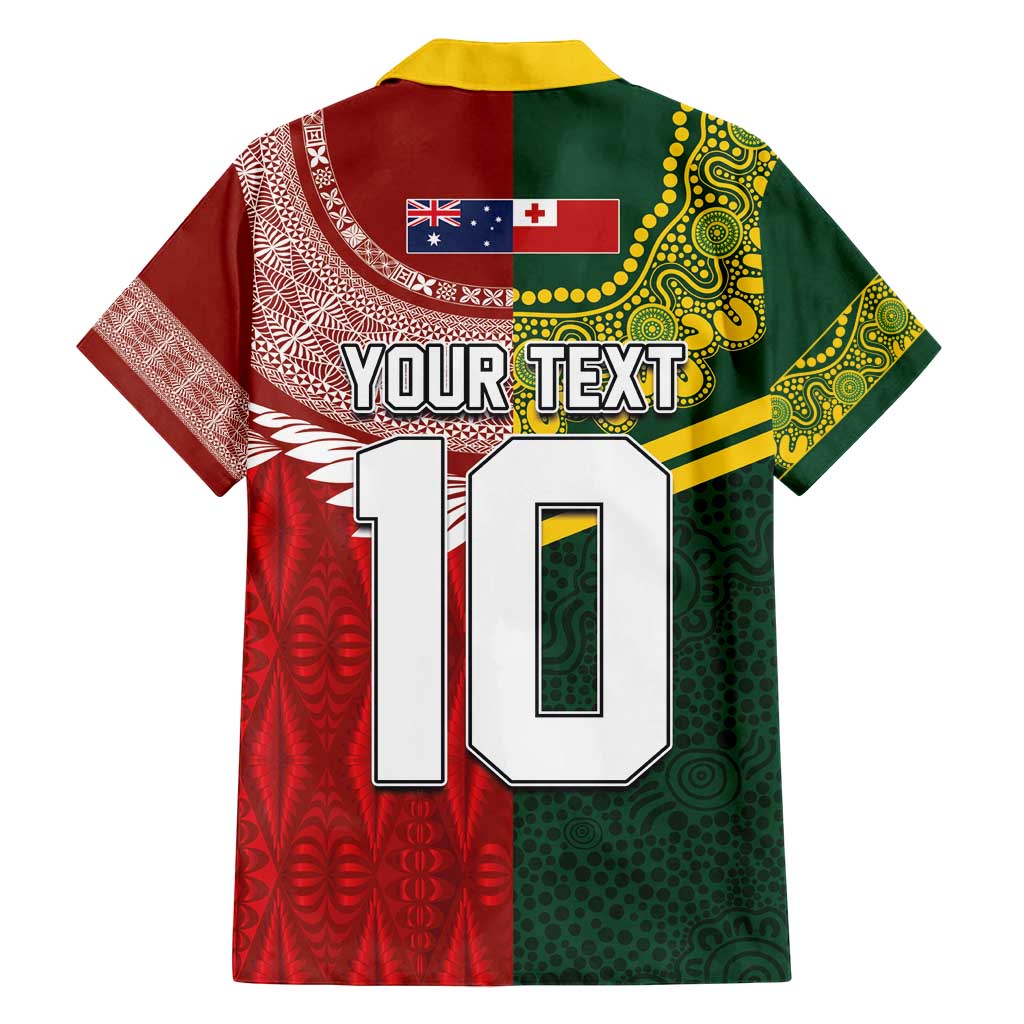 Custom Mate Ma'a Tonga and Australia Kangaroo Family Matching Puletasi and Hawaiian Shirt Nation Seal with Mascot Aboriginal and Tongan Kupesi Ngatu Art