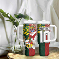 Custom Mate Ma'a Tonga and Australia Kangaroo Tumbler With Handle Nation Seal with Mascot Aboriginal and Tongan Kupesi Ngatu Art
