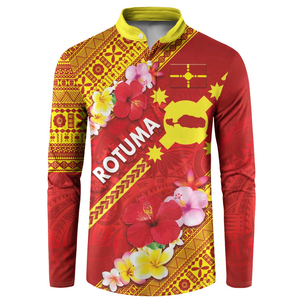 Rotuma Island Button Sweatshirt Fijian Tapa with Polynesian Art and Hibiscus