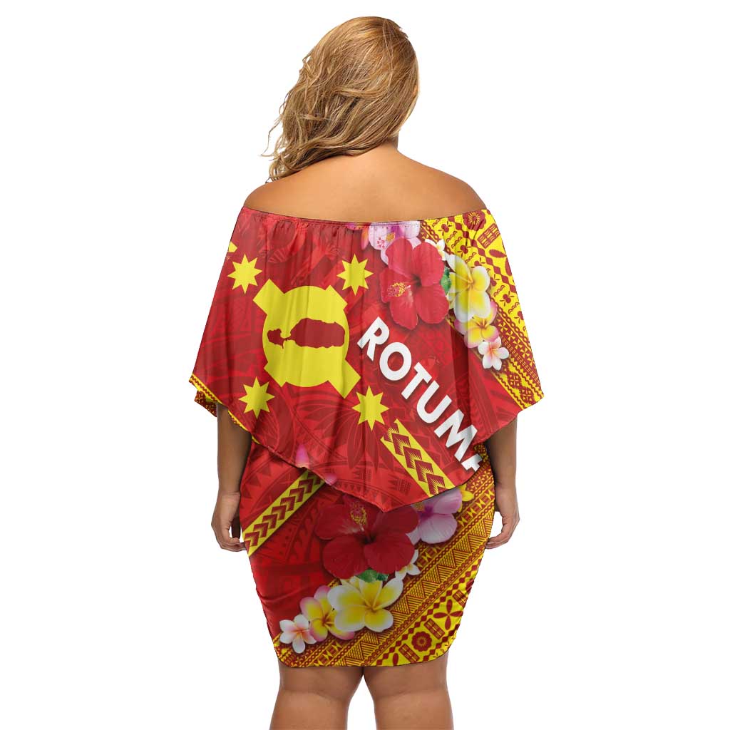 Rotuma Island Family Matching Off Shoulder Short Dress and Hawaiian Shirt Fijian Tapa with Polynesian Art and Hibiscus