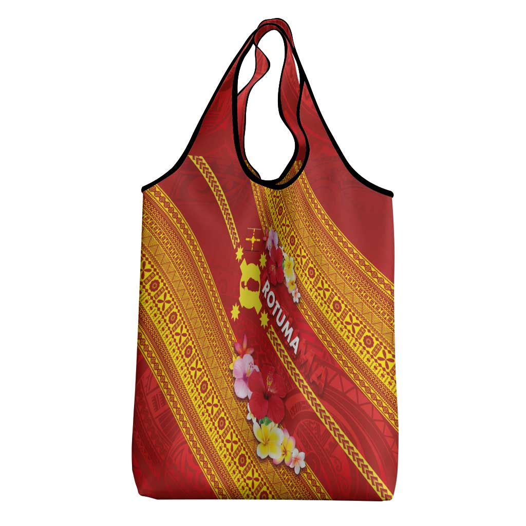 Rotuma Island Grocery Bag Fijian Tapa with Polynesian Art and Hibiscus LT03 - Polynesian Pride